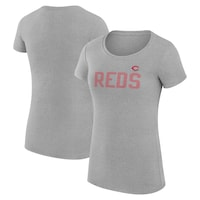Women's G-III 4Her by Carl Banks  Gray Cincinnati Reds Dot Print Fitted T-Shirt