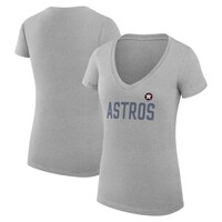 Women's G-III 4Her by Carl Banks  Gray Houston Astros Dot Print V-Neck Fitted T-Shirt