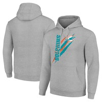Unisex Starter Heather Gray Miami Dolphins Color Scratch Fleece Pullover Hoodie