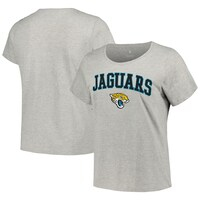Women's Fanatics Branded Heather Gray Jacksonville Jaguars Plus Size Arch Over Logo T-Shirt