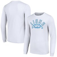 Men's Starter  White Detroit Lions Half Ball Team Long Sleeve T-Shirt
