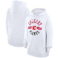 Women's G-III 4Her by Carl Banks White Calgary Flames City Graphic Fleece Pullover Hoodie