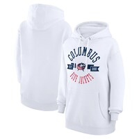 Women's G-III 4Her by Carl Banks White Columbus Blue Jackets City Graphic Fleece Pullover Hoodie