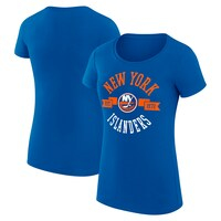 Women's G-III 4Her by Carl Banks Royal New York Islanders City Graphic Sport Fitted Crewneck T-Shirt