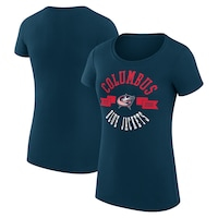 Women's G-III 4Her by Carl Banks Navy Columbus Blue Jackets City Graphic Sport Fitted Crewneck T-Shirt