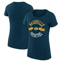 Women's G-III 4Her by Carl Banks Navy Nashville Predators City Graphic Sport Fitted Crewneck T-Shirt