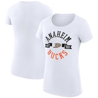 Women's G-III 4Her by Carl Banks White Anaheim Ducks City Graphic Sport Fitted Crewneck T-Shirt