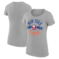 Women's G-III 4Her by Carl Banks Heather Gray New York Islanders City Graphic Sport Fitted Crewneck T-Shirt