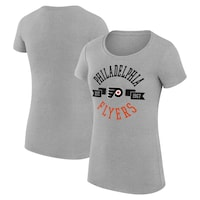 Women's G-III 4Her by Carl Banks Heather Gray Philadelphia Flyers City Graphic Sport Fitted Crewneck T-Shirt