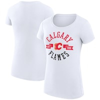 Women's G-III 4Her by Carl Banks White Calgary Flames City Graphic Sport Fitted Crewneck T-Shirt