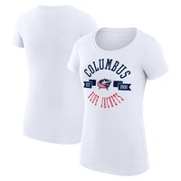 Women's G-III 4Her by Carl Banks White Columbus Blue Jackets City Graphic Sport Fitted Crewneck T-Shirt