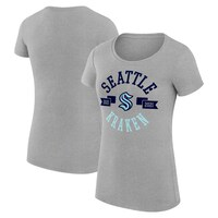 Women's G-III 4Her by Carl Banks Heather Gray Seattle Kraken City Graphic Sport Fitted Crewneck T-Shirt