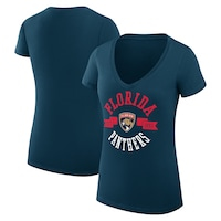 Women's G-III 4Her by Carl Banks Navy Florida Panthers City Graphic V-Neck Fitted T-Shirt
