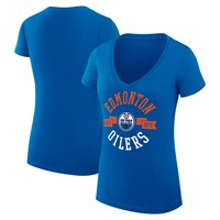 Women's G-III 4Her by Carl Banks Royal Edmonton Oilers City Graphic V-Neck Fitted T-Shirt