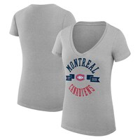 Women's G-III 4Her by Carl Banks Heather Gray Montreal Canadiens City Graphic V-Neck Fitted T-Shirt