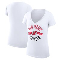 Women's G-III 4Her by Carl Banks White New Jersey Devils City Graphic V-Neck Fitted T-Shirt