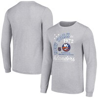 Men's Starter  Heather Gray New York Islanders Arch City Theme Graphic Long Sleeve T-Shirt