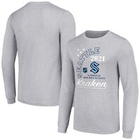 Men's Starter  Heather Gray Seattle Kraken Arch City Theme Graphic Long Sleeve T-Shirt