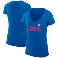Women's G-III 4Her by Carl Banks  Blue New York Rangers Dot Print Team V-Neck Fitted T-Shirt