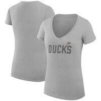 Women's G-III 4Her by Carl Banks Heather Gray Anaheim Ducks Dot Print Team V-Neck Fitted T-Shirt