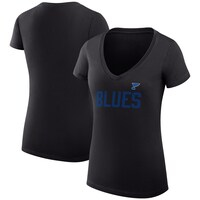 Women's G-III 4Her by Carl Banks Black St. Louis Blues Dot Print Team V-Neck Fitted T-Shirt