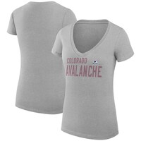 Women's G-III 4Her by Carl Banks Heather Gray Colorado Avalanche Dot Print Team V-Neck Fitted T-Shirt