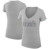 Women's G-III 4Her by Carl Banks Heather Gray Columbus Blue Jackets Dot Print Team V-Neck Fitted T-Shirt