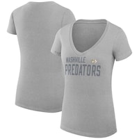 Women's G-III 4Her by Carl Banks Heather Gray Nashville Predators Dot Print Team V-Neck Fitted T-Shirt