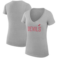 Women's G-III 4Her by Carl Banks Heather Gray New Jersey Devils Dot Print Team V-Neck Fitted T-Shirt
