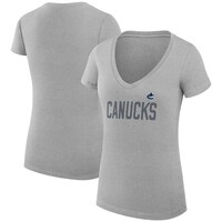 Women's G-III 4Her by Carl Banks Heather Gray Vancouver Canucks Dot Print Team V-Neck Fitted T-Shirt