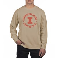 Men's Uscape Apparel Cream Illinois Fighting Illini Pigment Dyed Fleece Crew Neck Sweatshirt