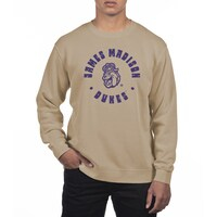 Men's Uscape Apparel Cream James Madison Dukes Pigment Dyed Fleece Crew Neck Sweatshirt