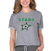 Women's Concepts Sport Heather Gray Dallas Stars Tri-Blend Mainstream Terry Short Sleeve Sweatshirt Top