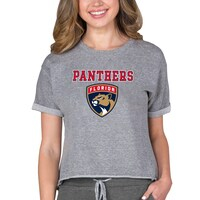 Women's Concepts Sport Heather Gray Florida Panthers Tri-Blend Mainstream Terry Short Sleeve Sweatshirt Top