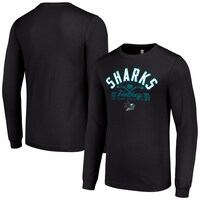 Men's Starter  Black San Jose Sharks Puck Long Sleeve T-Shirt