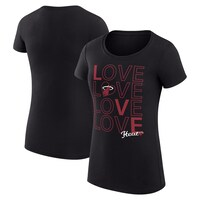 Women's G-III 4Her by Carl Banks Black Miami Heat Basketball Love Fitted T-Shirt