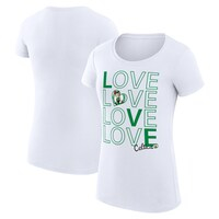 Women's G-III 4Her by Carl Banks White Boston Celtics Basketball Love Fitted T-Shirt