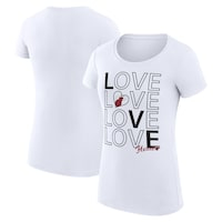 Women's G-III 4Her by Carl Banks White Miami Heat Basketball Love Fitted T-Shirt