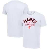Men's Starter  White Calgary Flames Half Puck T-Shirt