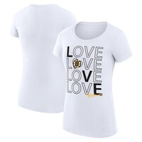 Women's G-III 4Her by Carl Banks  White Boston Bruins Hockey Love Fitted T-Shirt