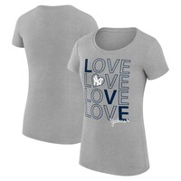 Women's G-III 4Her by Carl Banks Heather Gray New York Yankees Love Graphic Team Fitted T-Shirt