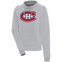 Women's Antigua  Gray Montreal Canadiens Axe Bunker Tri-Blend Pullover Hoodie