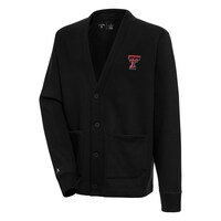 Men's Antigua  Black Texas Tech Red Raiders Victory Cardigan