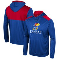 Men's Colosseum Royal Kansas Jayhawks Warm Up Long Sleeve Hoodie T-Shirt