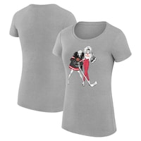 Women's G-III 4Her by Carl Banks Heather Gray Calgary Flames Hockey Girls Fitted T-Shirt