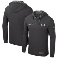 Men's Colosseum Charcoal Miami Hurricanes OHT Military Appreciation Henley Pullover Hoodie