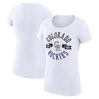 Women's G-III 4Her by Carl Banks White Colorado Rockies City Graphic Fitted T-Shirt
