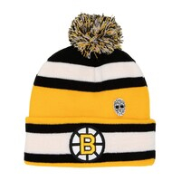 Men's Mitchell & Ness Gold/White Boston Bruins 100th Anniversary Collection 1970 Cuffed Knit Hat with Pom