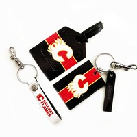 Calgary Flames Leather Three-Piece Gift Pack with Personalized Keychain