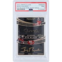 Joe Montana and Jerry Rice San Francisco 49ers Autographed 2022 Panini Immaculate Eye Black Gold #EDB-SF9 #2/5 PSA Authenticated 9 Card